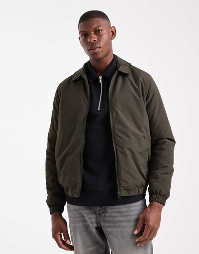 Brave Soul Brave Soul padded collared short jacket in khaki green