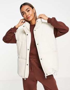 Brave Soul Brave Soul padded vest in cream-White