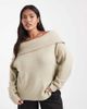 Brave Soul Brave Soul Plus bardot sweater in sage green - 1