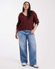 Brave Soul Brave Soul Plus deep V-neck ribbed sweater in wine-Red - 3