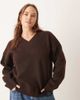 Brave Soul Brave Soul Plus V-neck soft touch sweater in chocolate brown - 1