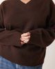 Brave Soul Brave Soul Plus V-neck soft touch sweater in chocolate brown - 3
