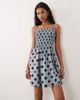 Brave Soul Brave Soul polka dot mini dress with shirred bodice in blue and brown polka dot print - 2