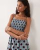Brave Soul Brave Soul polka dot mini dress with shirred bodice in blue and brown polka dot print - 3