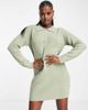 Brave Soul Brave Soul radu knitted polo sweater dress in sage green - 1