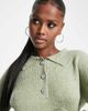 Brave Soul Brave Soul radu knitted polo sweater dress in sage green - 3