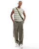 Brave Soul Brave Soul raw edge striped tank in washed sage & white-Green - 2