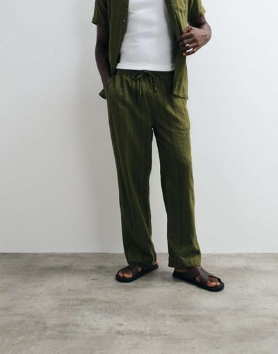 Brave Soul Brave Soul regular fit relaxed pants in khaki green - part of a set