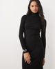 Brave Soul Brave Soul ribbed long sleeve roll neck maxi dress with slit detail in black - 2