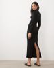Brave Soul Brave Soul ribbed long sleeve roll neck maxi dress with slit detail in black - 4