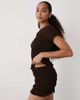 Brave Soul Brave Soul ruched mini shorts with ruffle detailing in chocolate brown - part of a set - 1