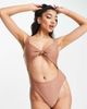 Brave Soul Brave Soul scoop neck cut out swimsuit in brown - 1
