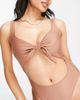 Brave Soul Brave Soul scoop neck cut out swimsuit in brown - 3