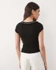Brave Soul Brave Soul scoop neck ribbed jersey t-shirt with bow detail in black - 2