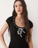 Brave Soul Brave Soul scoop neck ribbed jersey t-shirt with bow detail in black - 4
