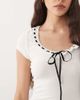 Brave Soul Brave Soul scoop neck ribbed jersey t-shirt with bow detail in white - 3
