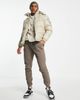 Brave Soul Brave Soul shiny puffer jacket in stone-Neutral - 1
