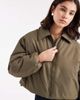 Brave Soul Brave Soul short padded bomber jacket with collar in khaki-Green - 1