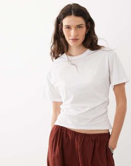 Brave Soul Brave Soul short sleeve corset waist t-shirt in white