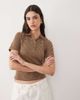 Brave Soul Brave Soul short sleeve jersey polo top in brown and cream stripes - 2