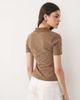 Brave Soul Brave Soul short sleeve jersey polo top in brown and cream stripes - 4