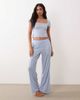 Brave Soul Brave Soul short sleeve pointelle top and pants pajama set in blue and ivory floral print - 2