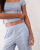 Brave Soul Brave Soul short sleeve pointelle top and pants pajama set in blue and ivory floral print - 3