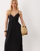Brave Soul Brave Soul strappy black midaxi dress with lace trim in black - 3