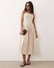 Brave Soul Brave Soul strappy midi dress with ruched bodice in brown gingham plaid - 2