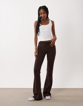 Brave Soul Brave Soul stretch flare leggings in chocolate brown