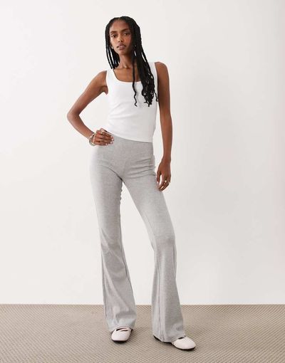 Brave Soul Brave Soul stretch flare leggings in light gray heather