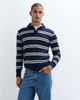 Brave Soul Brave Soul striped knitted polo sweater in navy-MULTI - 1