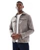 Brave Soul Brave Soul suede effect short jacket in taupe-Neutral - 1