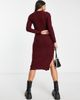 Brave Soul Brave Soul Tall eddie knitted dress with slit in burgundy-Red - 2