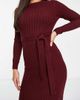 Brave Soul Brave Soul Tall eddie knitted dress with slit in burgundy-Red - 3