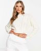 Brave Soul Brave Soul tally cropped cable knit sweater in cream-White - 1