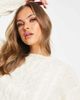 Brave Soul Brave Soul tally cropped cable knit sweater in cream-White - 3