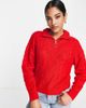 Brave Soul Brave Soul tanya half zip cable knit sweater in red - 1