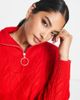 Brave Soul Brave Soul tanya half zip cable knit sweater in red - 3