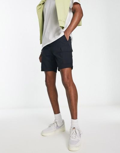 Brave Soul Brave Soul tech cargo shorts in black