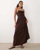 Brave Soul Brave Soul textured jersey dress with shirred bodice in chocolate brown - 2