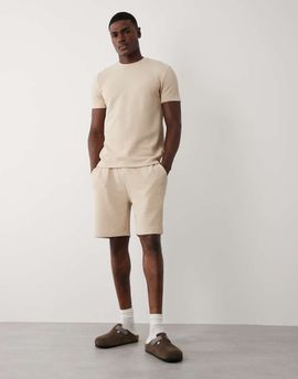 Brave Soul Brave Soul textured shorts in light sand - part of a set-Neutral