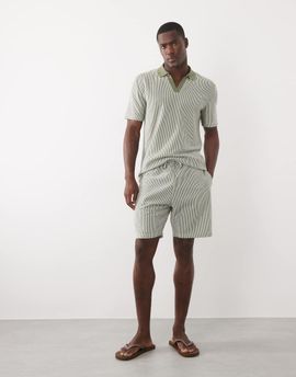 Brave Soul Brave Soul textured shorts in sage green stripe - part of a set