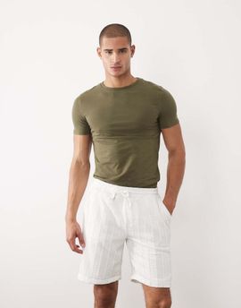 Brave Soul Brave Soul textured striped shorts in white