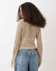Brave Soul Brave Soul tie front crochet knit cardigan with flared sleeves in stone-Neutral - 4