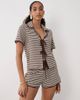 Brave Soul Brave Soul tie front crochet shorts in brown and cream stripes - part of a set - 1