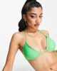 Brave Soul Brave Soul triangle bikini top with tie back in green - 2
