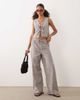 Brave Soul Brave Soul wide leg pants with tie waist in brown stripes - part of a set - 1