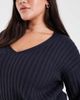 Brave Soul Brown Soul Plus deep v-neck ribbed sweater in navy - 3