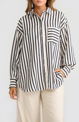 Brave+True Brave+True Ezra Patch Pocket Stripe Shirt